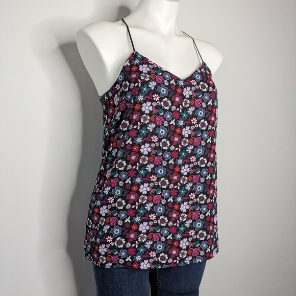 Express Barcelona Black Purple Blue Floral Reversible Cami S - Picture 3 of 6